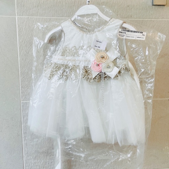 New ROMANO Ivory & Gold Tulle Baby Dress - 6 month - Picture 7 of 7